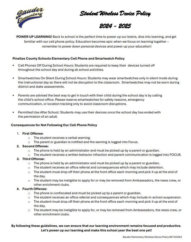 Bauder Elementary Wireless Device Policy